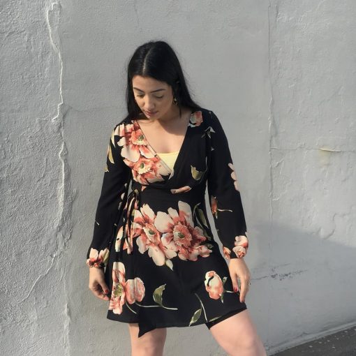 Risque TERRY Floral Wrap Dress Clothing