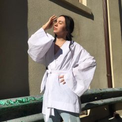 Risque Clothing GINA Linen Belted Wrap Jacket