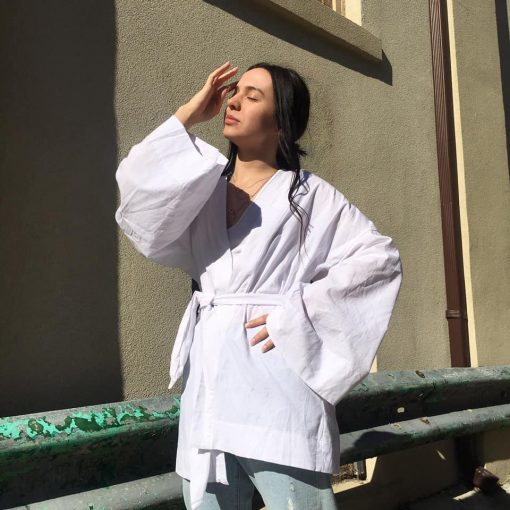 Risque Clothing GINA Linen Belted Wrap Jacket