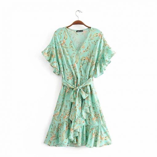 Risque KIKI Floral Wrap Belted Dress Clothing