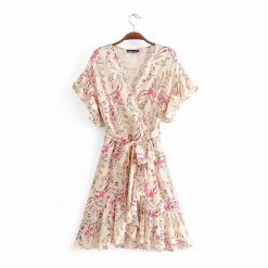 Risque KIKI Floral Wrap Belted Dress Clothing