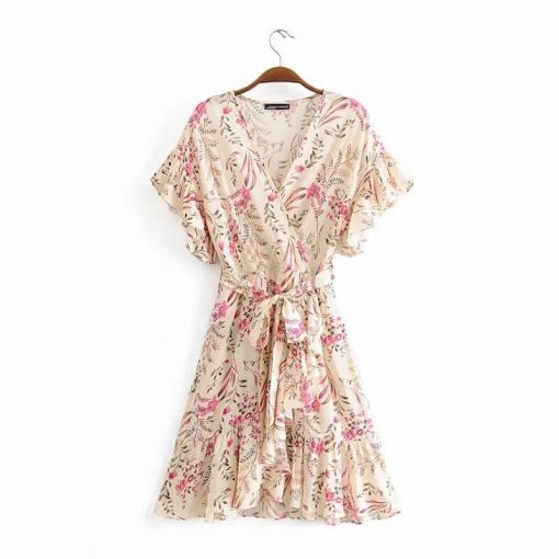 Risque KIKI Floral Wrap Belted Dress Clothing