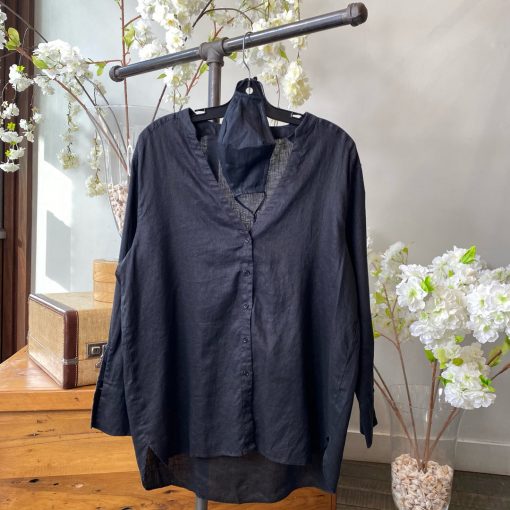 Luna Spring 2022 Collection VANESSA V Neck Linen Shirt