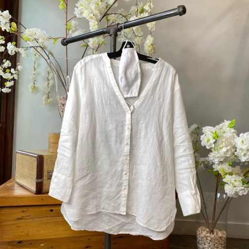 Luna Spring 2022 Collection VANESSA V Neck Linen Shirt