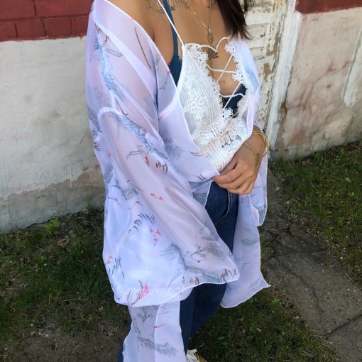 Luna Clothing ELSA Sheer Crane Kimono