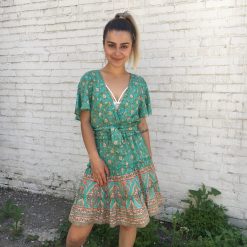 Risque MALEE Floral V Neck Ruffle Dress