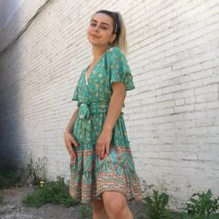 Risque MALEE Floral V Neck Ruffle Dress