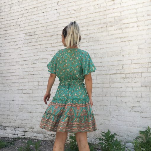 Risque MALEE Floral V Neck Ruffle Dress