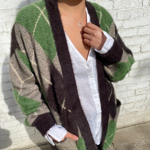 Risque FAY Fuzzy Jacquard Cardigan