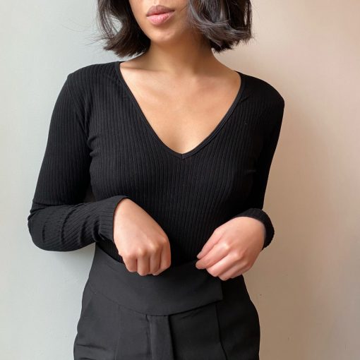 Coast To Coast JOI Ribbed Deep V-Neck Top
