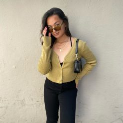 Risque Clothing EVVIE Cropped V Neck Cardigan