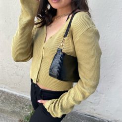 Risque Clothing EVVIE Cropped V Neck Cardigan