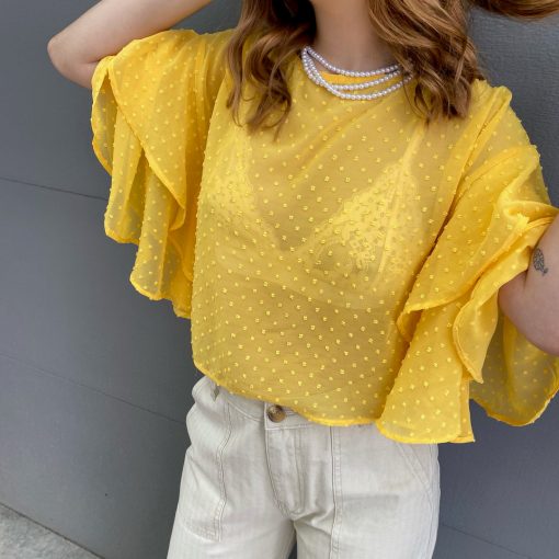 Risque ESME Ruffle Sleeve Top Clothing