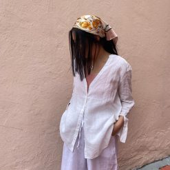 Luna Spring 2022 Collection VANESSA V Neck Linen Shirt