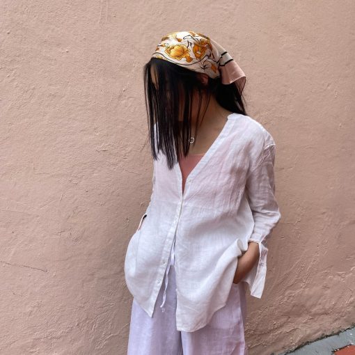 Luna Spring 2022 Collection VANESSA V Neck Linen Shirt