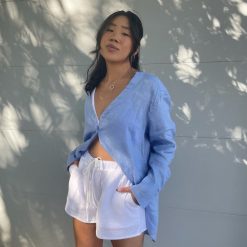 Luna Spring 2022 Collection VANESSA V Neck Linen Shirt