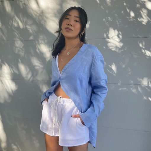 Luna Spring 2022 Collection VANESSA V Neck Linen Shirt