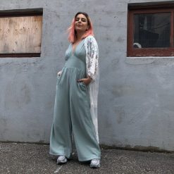 Risque BREEZE Plunge Smocked Jumpsuit