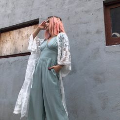 Risque BREEZE Plunge Smocked Jumpsuit