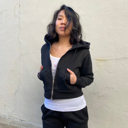 Luna GIRLFRIEND Crop Zip Hoodie Clothing