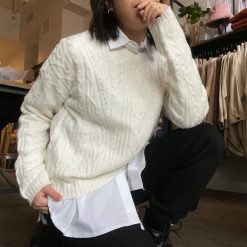 Luna Clothing FRANCES Crew Cable Knit Sweater