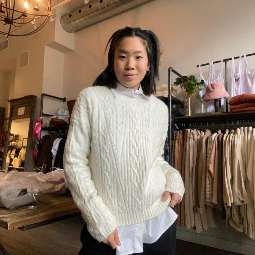 Luna Clothing FRANCES Crew Cable Knit Sweater