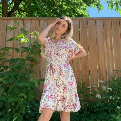 Risque KIKI Floral Wrap Belted Dress Clothing