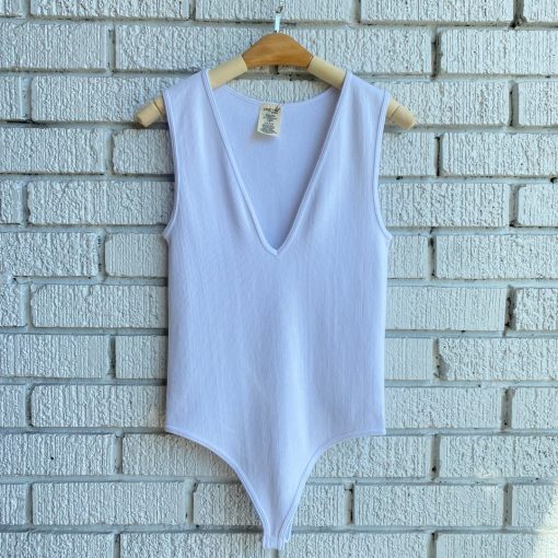 Coast To Coast Spring 2022 Collection Bamboo Rib Deep V Thong Bodysuit