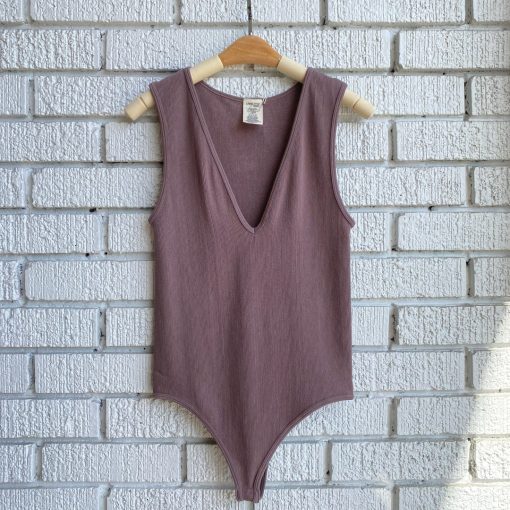 Coast To Coast Spring 2022 Collection Bamboo Rib Deep V Thong Bodysuit