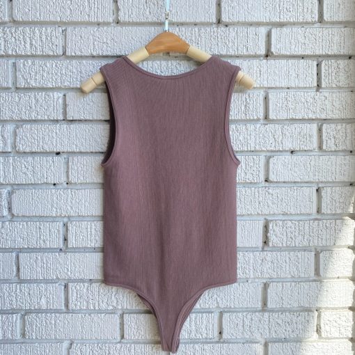 Coast To Coast Spring 2022 Collection Bamboo Rib Deep V Thong Bodysuit