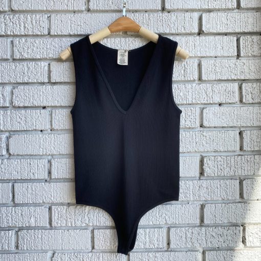 Coast To Coast Spring 2022 Collection Bamboo Rib Deep V Thong Bodysuit