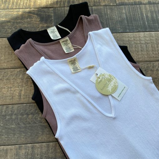 Coast To Coast Spring 2022 Collection Bamboo Rib Deep V Thong Bodysuit