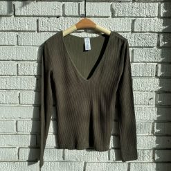 Coast To Coast JOI Ribbed Deep V-Neck Top